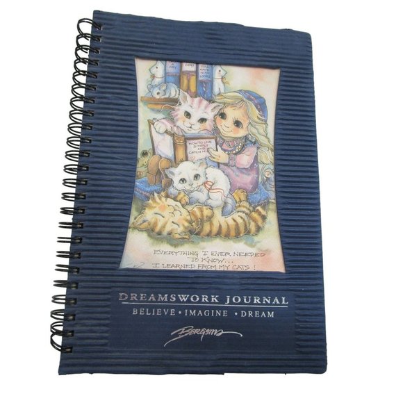 Dreamworks Journal Jody Bergsma Cat Print Blue Corrugated Cover Spiral Bound - Picture 1 of 16